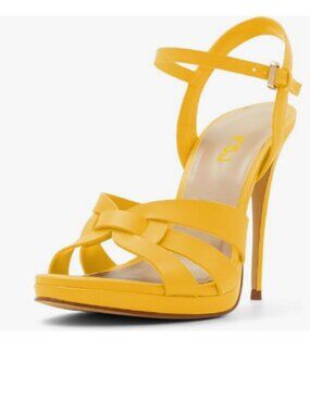FSJ Yellow High Heel Strappy Sandals Open Toe Ankle Strap Platform Shoes